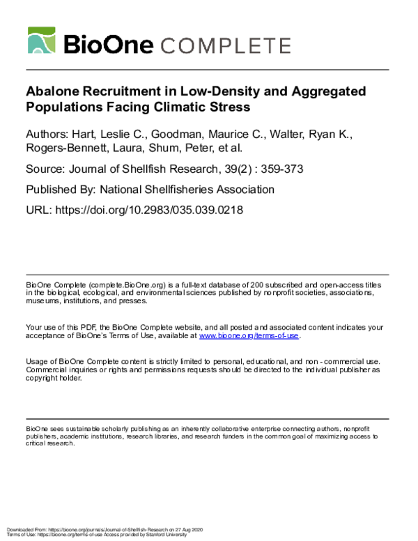 (PDF) Abalone Recruitment in Low-Density and Aggregated Populations ...