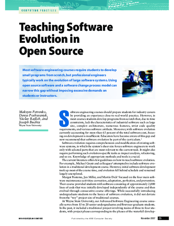 (PDF) Teaching Software Evolution in Open Source