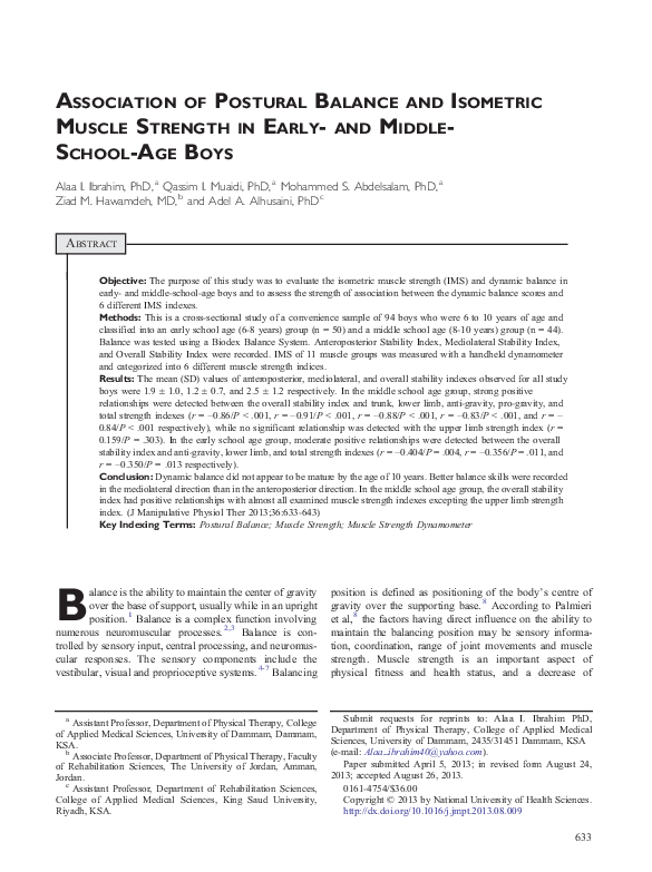 (PDF) Association of Postural Balance and Isometric Muscle Strength in ...