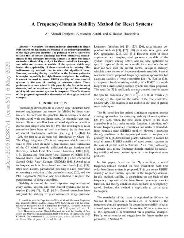 (PDF) A Frequency-Domain Stability Method for Reset Systems