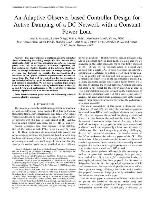 (PDF) An Adaptive Observer-Based Controller Design for Active Damping ...