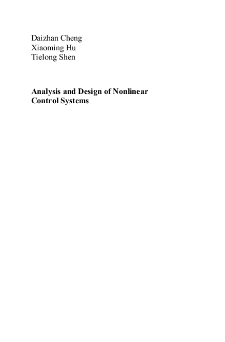 Pdf Analysis And Design Of Nonlinear Control Systems
