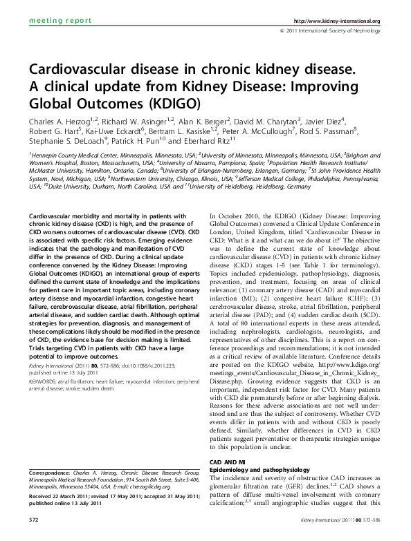(PDF) Cardiovascular disease in chronic kidney disease. A clinical ...