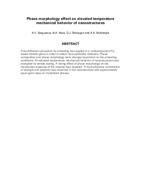 (PDF) Phase morphology effect on elevated temperature mechanical ...