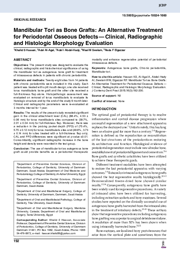 (PDF) Mandibular Tori as Bone Grafts: An Alternative Treatment for ...