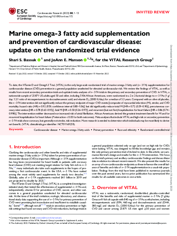 (PDF) Marine omega-3 fatty acid supplementation and prevention of ...
