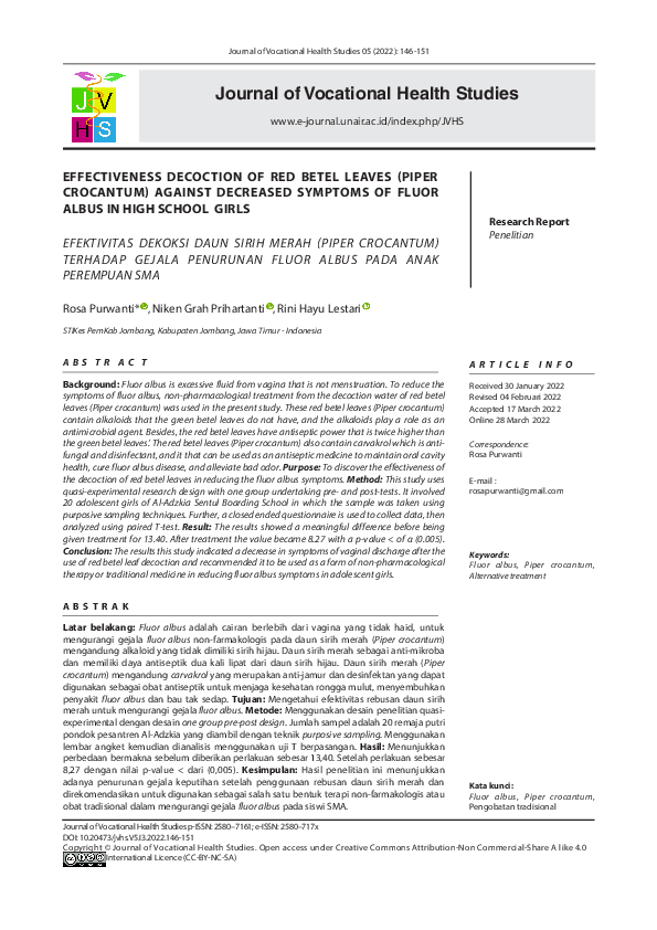 (PDF) THE EFFECTIVENESS DECOCTION OF RED BETEL LEAVES (PIPER CROCANTUM ...