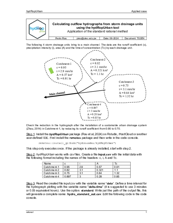 (PDF) Calculating outflow hydrographs from storm drainage units using ...