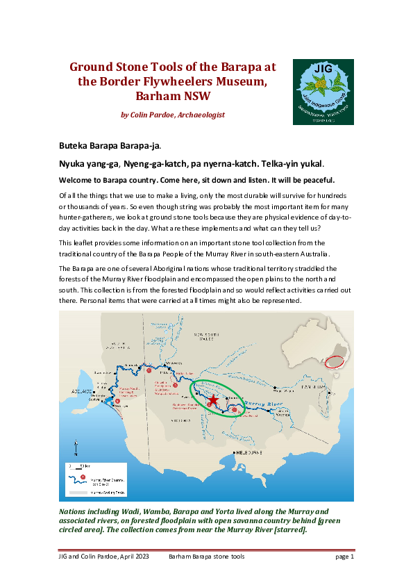 (PDF) Ground Stone Tools of the Barapa at the Border Flywheelers Museum ...