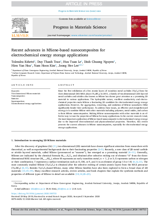 (PDF) Recent advances in MXene-based nanocomposites for electrochemical ...