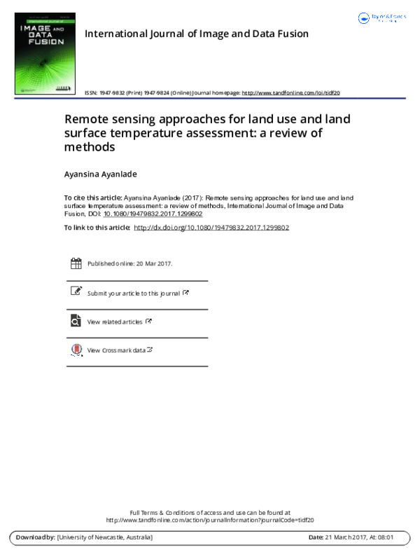(PDF) Remote sensing approaches for land use and land surface ...