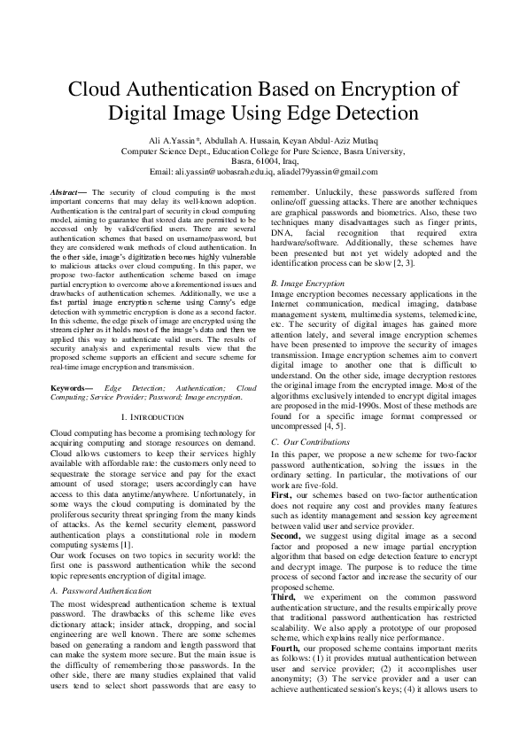 (PDF) Cloud authentication based on encryption of digital image using ...