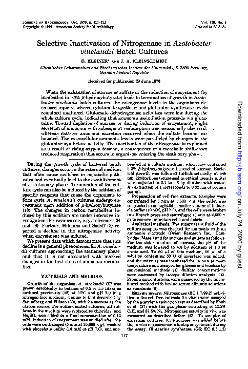 (PDF) Selective inactivation of nitrogenase in Azotobacter vinelandii ...