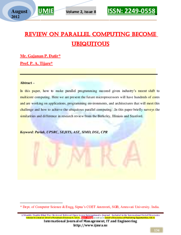 (PDF) Review on parallel computing become ubiquitous