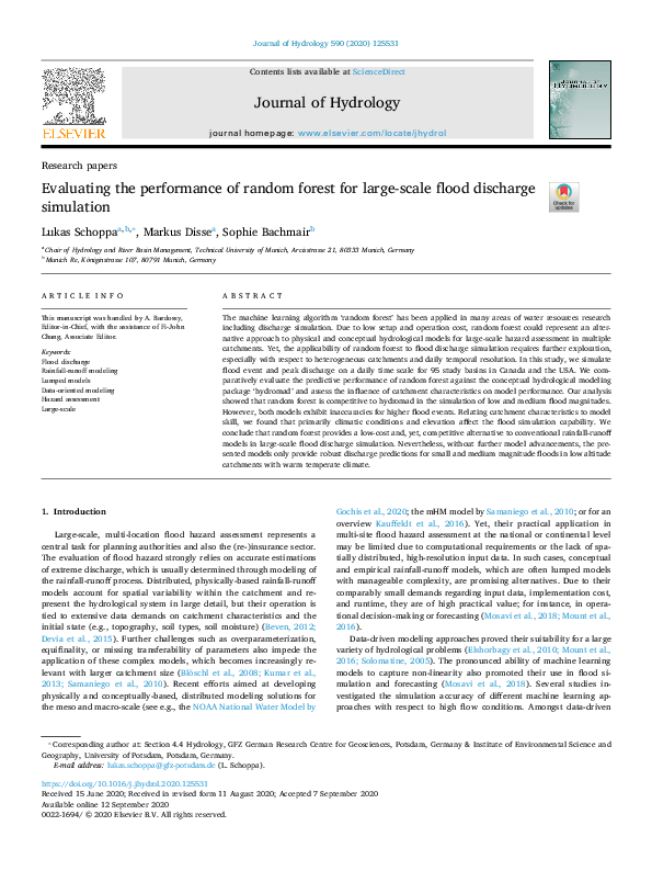 (PDF) Evaluating the performance of random forest for large-scale flood ...