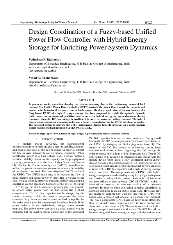 (PDF) Design Coordination of a Fuzzy-based Unified Power Flow ...
