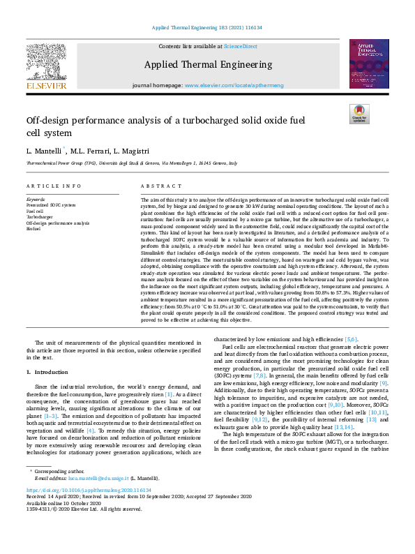 (PDF) Off-design performance analysis of a turbocharged solid oxide ...