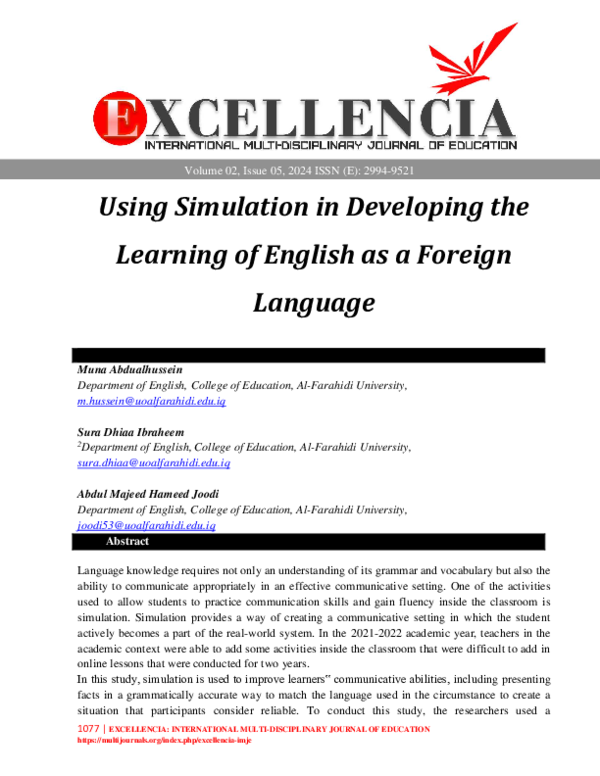 (PDF) Using Simulation in Developing the Learning of English as a ...