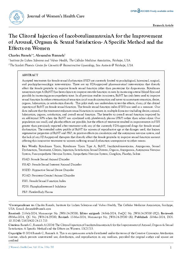 (PDF) The Clitoral Injection of IncobotulinumtoxinA for the Improvement ...