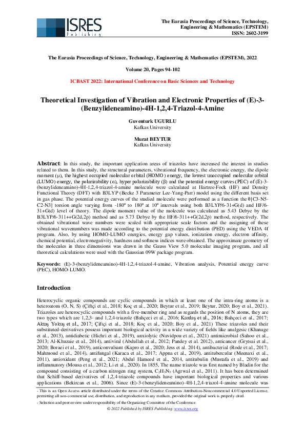 (PDF) Theoretical Investigation of Vibration and Electronic Properties ...