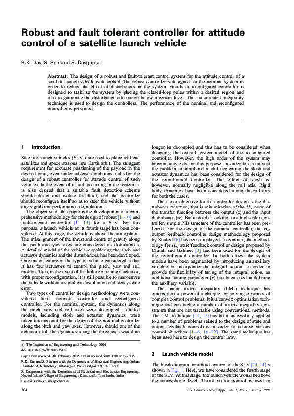 (PDF) Robust and fault tolerant controller for attitude control of a ...