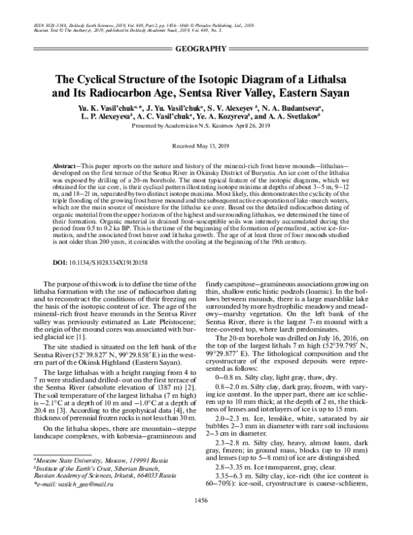 (PDF) The Cyclical Structure of the Isotopic Diagram of a Lithalsa and ...