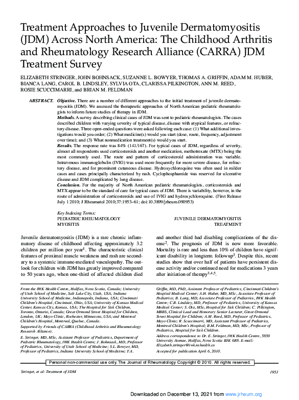 (PDF) Treatment Approaches to Juvenile Dermatomyositis (JDM) Across ...