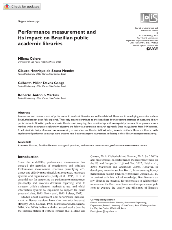 (PDF) Performance measurement and its impact on Brazilian public ...