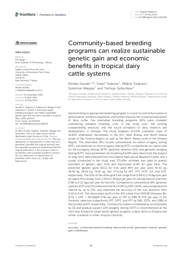 (PDF) Community-based breeding programs can realize sustainable genetic ...