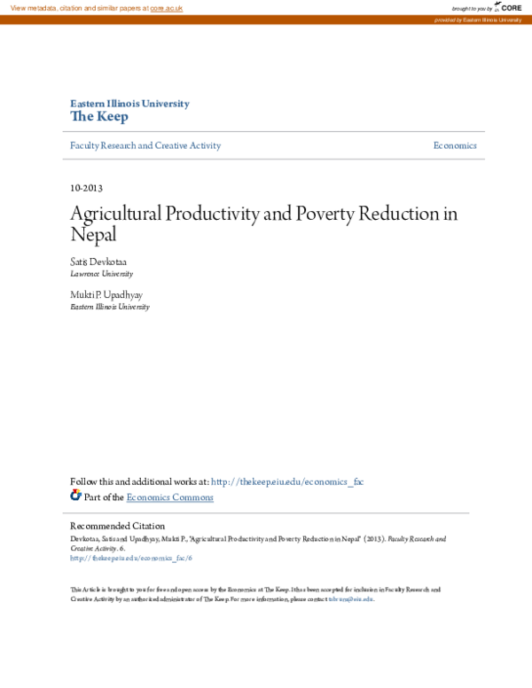 (PDF) Agricultural Productivity and Poverty Reduction in Nepal