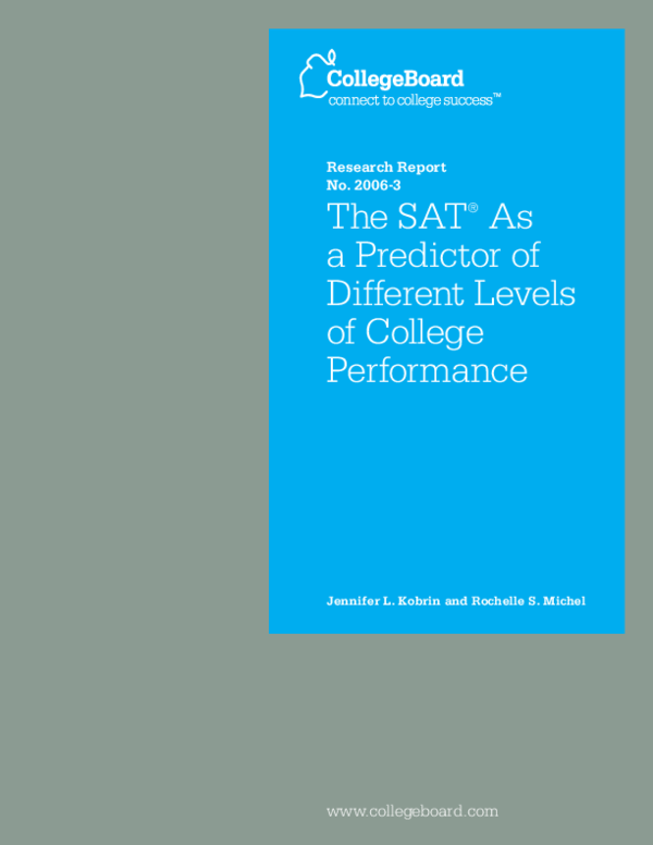 (PDF) The SAT® as a Predictor of Different Levels of College ...