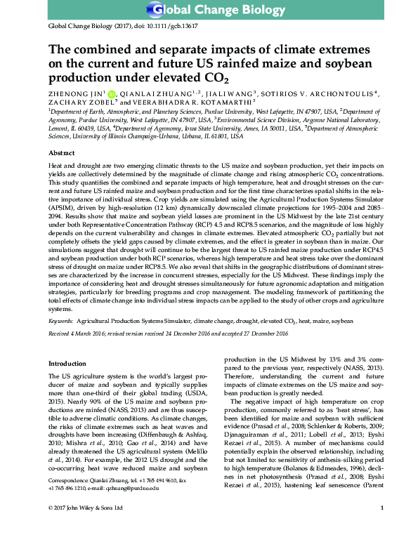 (PDF) The combined and separate impacts of climate extremes on the ...