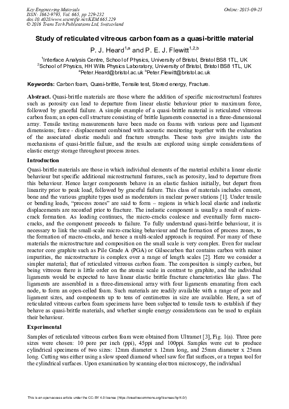 (PDF) Study of Reticulated Vitreous Carbon Foam as a Quasi-Brittle Material