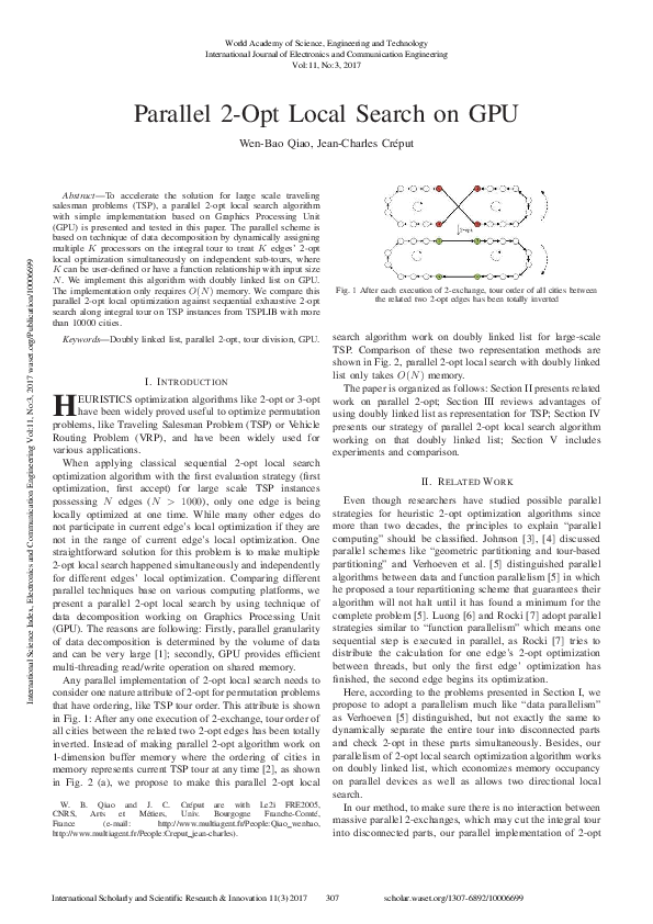 (PDF) Parallel 2-Opt Local Search on GPU