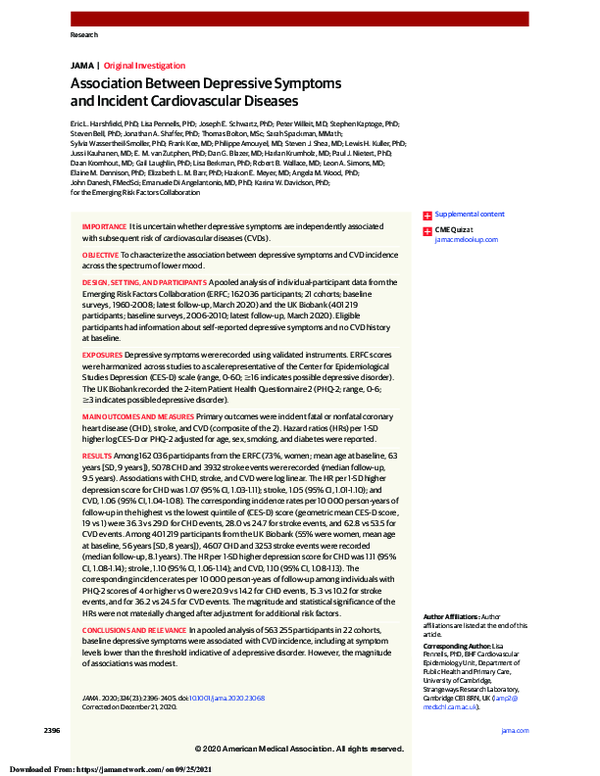 (PDF) Association Between Depressive Symptoms and Incident ...