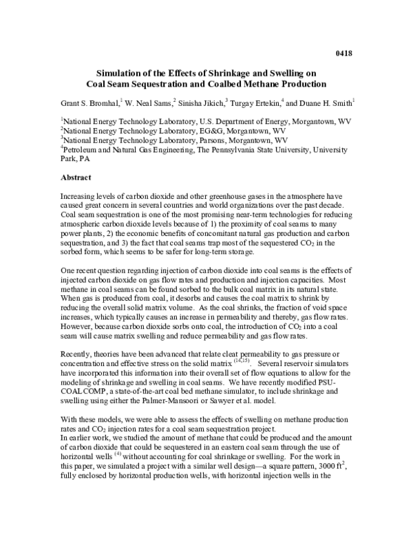 (PDF) Simulation of the Effects of Shrinkage and Swelling on Coal Seam ...