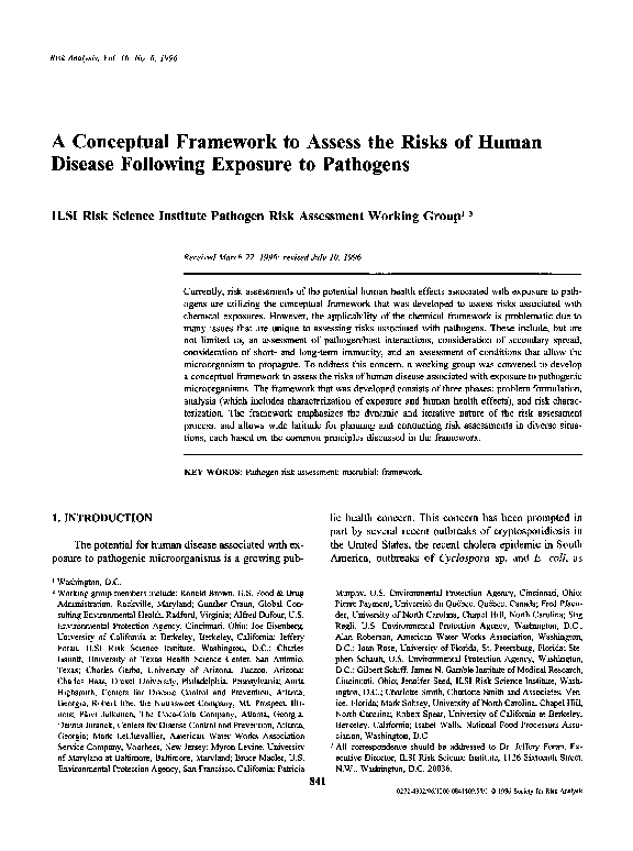 (PDF) A Conceptual Framework to Assess the Risks of Human Disease ...