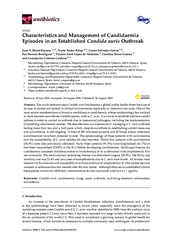 (PDF) Characteristics and Management of Candidaemia Episodes in an ...