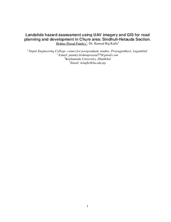 (PDF) Landslide hazard assessment using UAV imagery and GIS for road ...