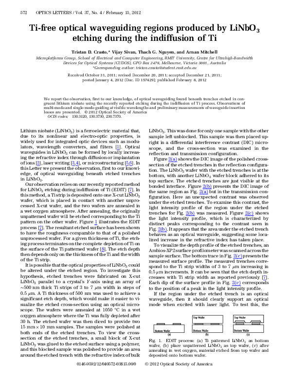 (PDF) Ti-free optical waveguiding regions produced by LiNbO_3 etching ...