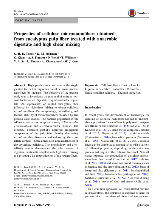 (PDF) Properties of cellulose micro/nanofibers obtained from eucalyptus ...