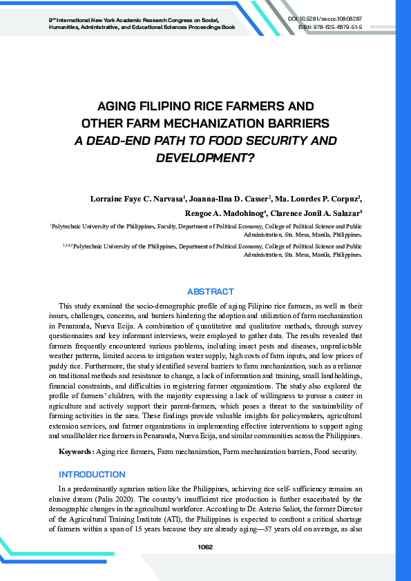 (PDF) Aging Filipino Rice Farmers and Other Farm Mechanization Barriers ...