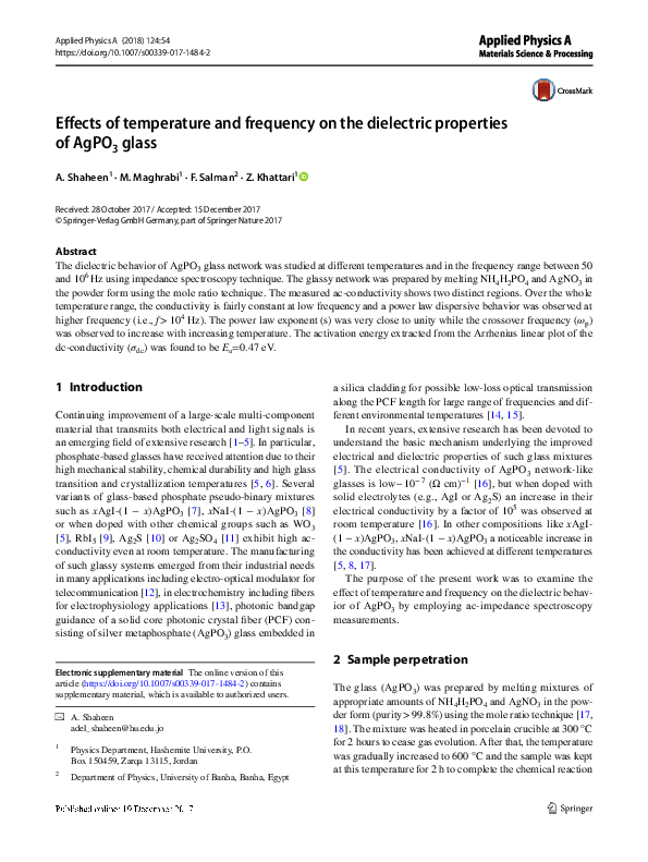 (PDF) Effects of temperature and frequency on the dielectric properties ...
