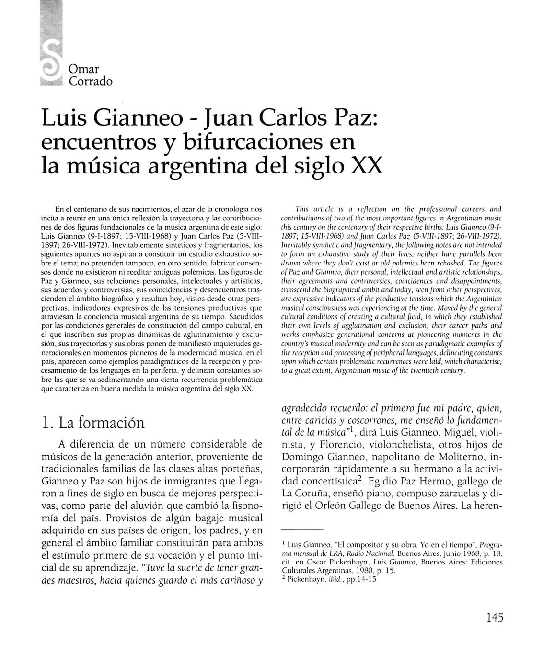 (PDF) Luis Gianneo-Juan Carlos Paz: encuentros y bifurcaciones en la ...