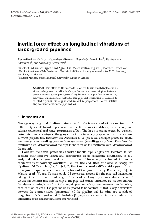 (PDF) Inertia force effect on longitudinal vibrations of underground ...