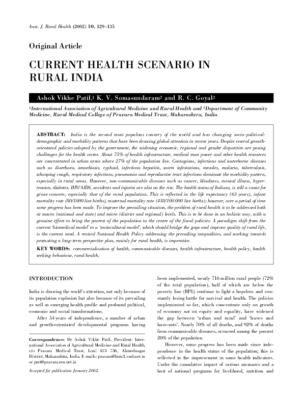 (PDF) Current health scenario in rural India