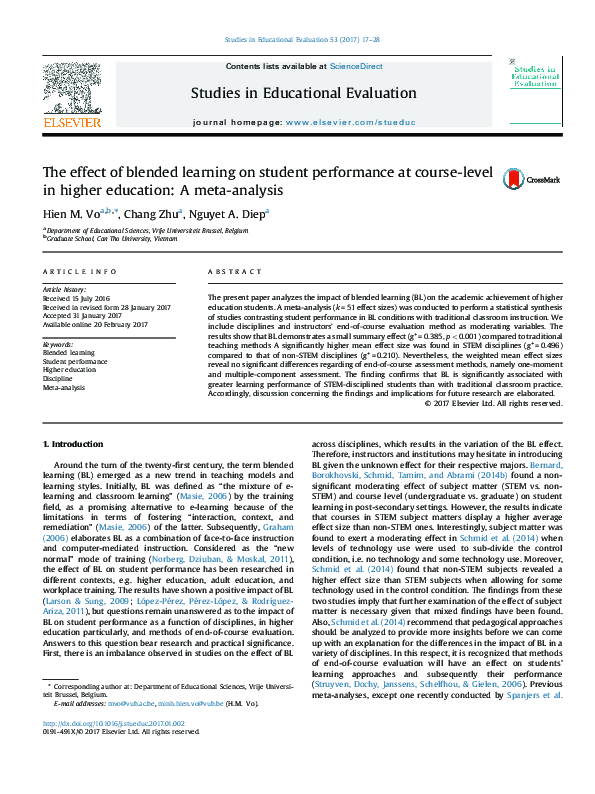 (PDF) The effect of blended learning on student performance at course ...