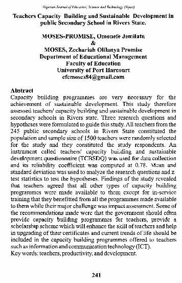 (PDF) Teachers Capacity Building and Sustainable Development in public ...