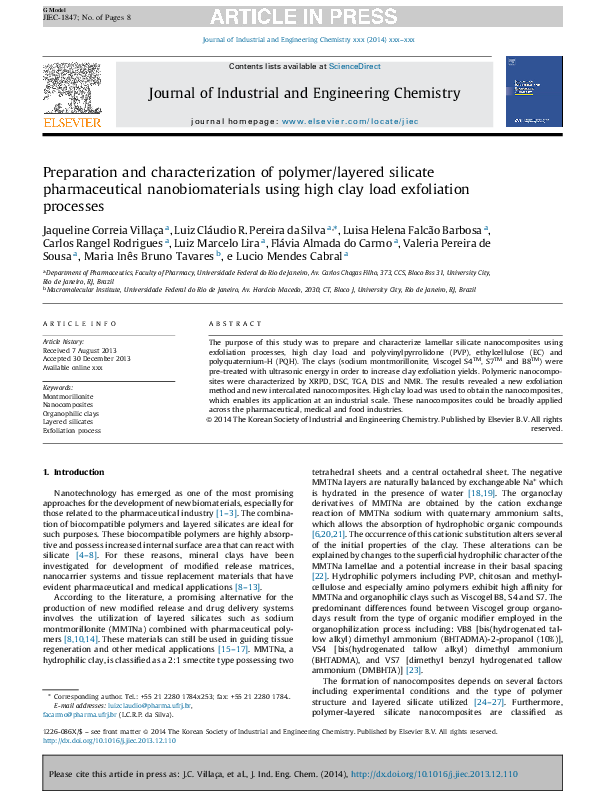 (PDF) Preparation and characterization of polymer/layered silicate ...