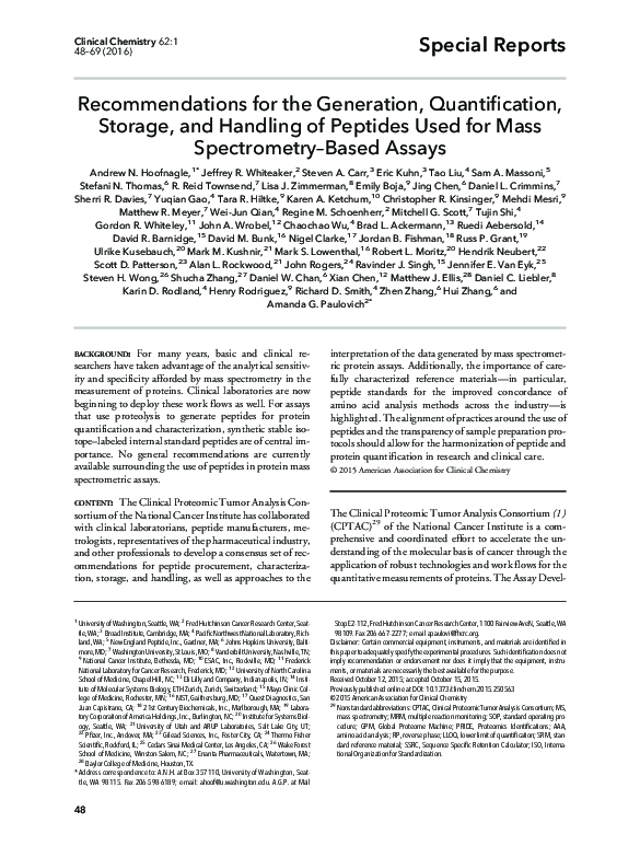 (PDF) Recommendations for the Generation, Quantification, Storage, and ...